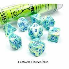 Festive Garden/Blue Polyhedral 7-Die Set